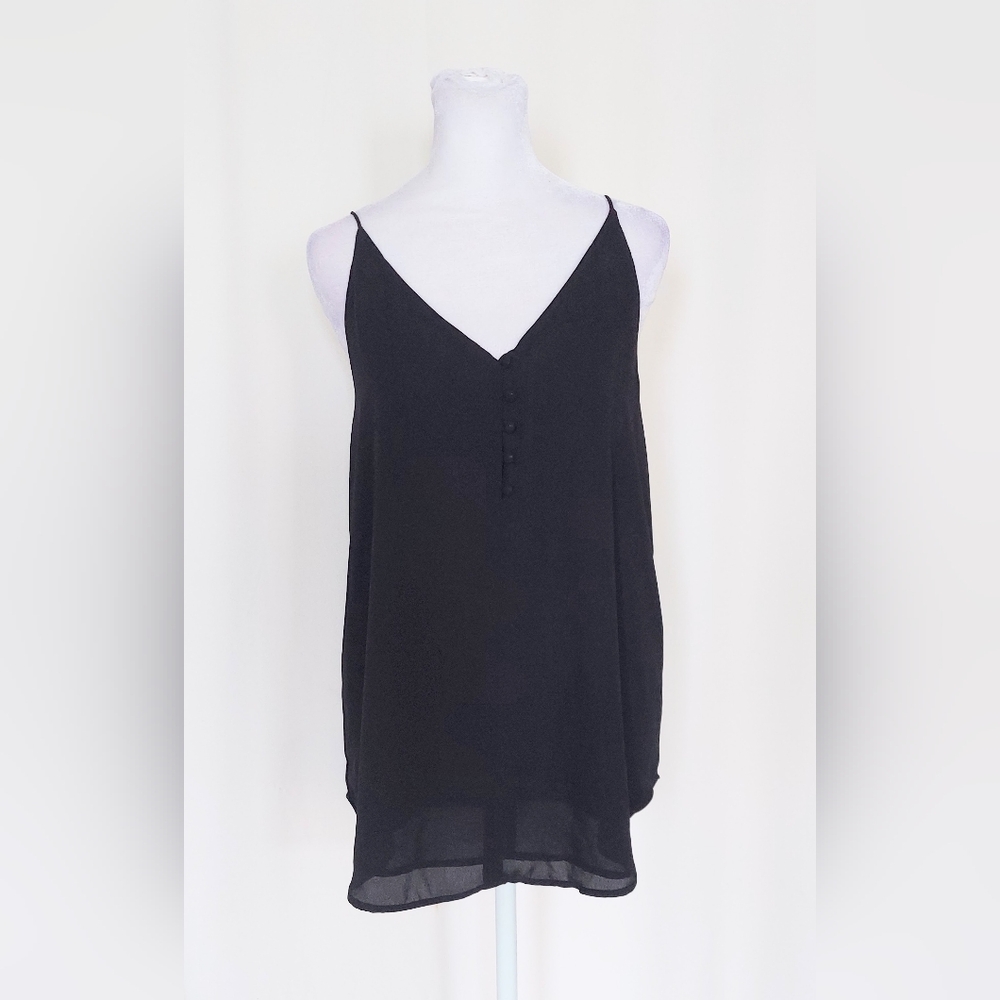 LOFT Covered Button Strappy Cami Black Size Small Lined